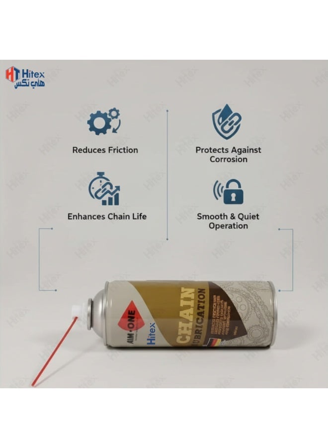 هيتكس بخاخ تشحيم سلاسل الدراجات النارية من إيمون، سعة 450 مل - زيت تشحيم عالي الاختراق للدراجات النارية والدراجات الرباعية والمناشير | يقلل الاحتكاك والتآكل، ويحمي من الرطوبة والتآكل | تركيبة طويلة الأمد ومقاومة للماء مع ماصة (2) - Image 5