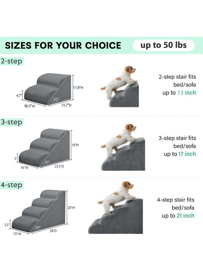 Mesa Lemon Dog Stairs & Steps for High Beds, 4 Steps High Density Foam Waterproof Dog Ramp for Small Dogs and Cats, Pet Stairs with Removable Washable Cover for Bed, Couch, Sofa and Car (H:20") - Image 2