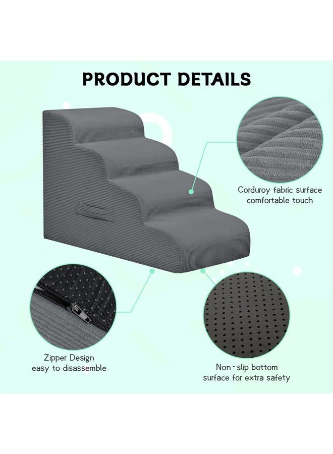 Mesa Lemon Dog Stairs & Steps for High Beds, 4 Steps High Density Foam Waterproof Dog Ramp for Small Dogs and Cats, Pet Stairs with Removable Washable Cover for Bed, Couch, Sofa and Car (H:20") - Image 4