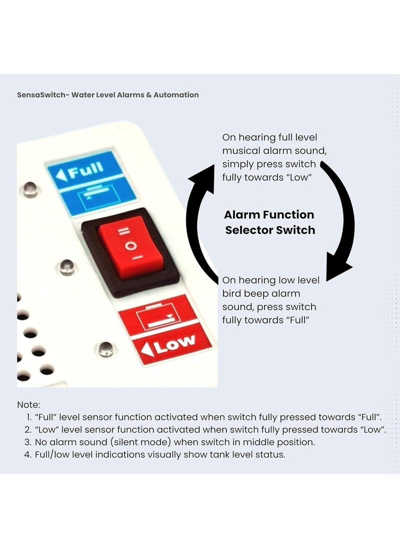 SensaSwitch SensaSwitch Water Tank Alarm ModelWTA Musical Alert on Tank Full Bird Beep Alert on Tank Low with Water Sensor  - Image 3