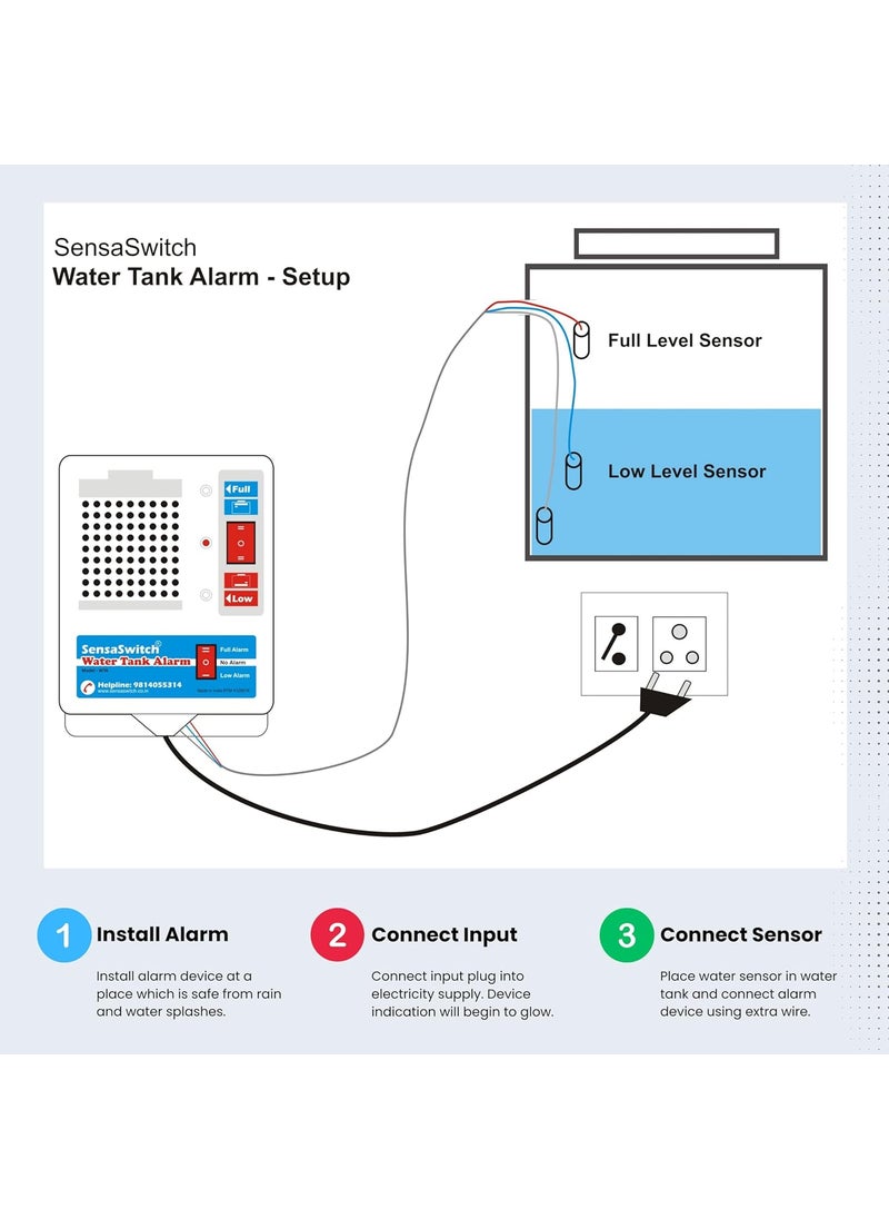 SensaSwitch SensaSwitch Water Tank Alarm ModelWTA Musical Alert on Tank Full Bird Beep Alert on Tank Low with Water Sensor  - Image 5