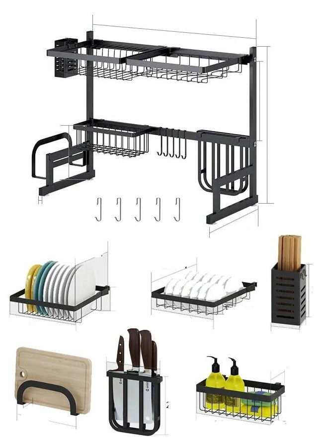 Kitchen Over Sink Rack All in One Draining Rack Dishes Fruits Mugs Chopping Board Knives detergent bottles cleaning cloth ladles and many more tools can be organized at one place with classy mode - Image 2