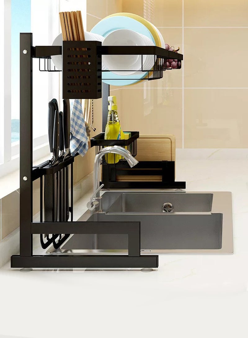 Kitchen Over Sink Rack All in One Draining Rack Dishes Fruits Mugs Chopping Board Knives detergent bottles cleaning cloth ladles and many more tools can be organized at one place with classy mode - Image 4