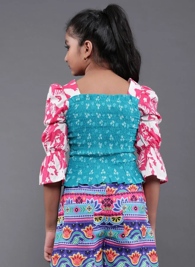 أيه كيه إس Geometric Printed Cotton Top for Girls