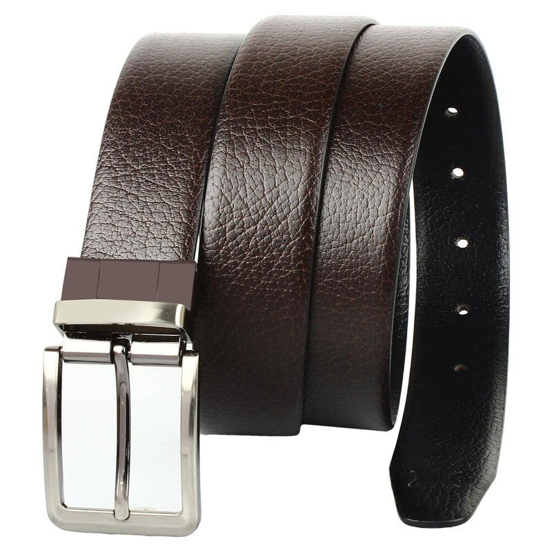 CREATURE Men's Genuine Leather Black & Brown Reversible Belt(Color-Black & Brown||Italian Leather||E-002||REVERSIBLE) - Image 1