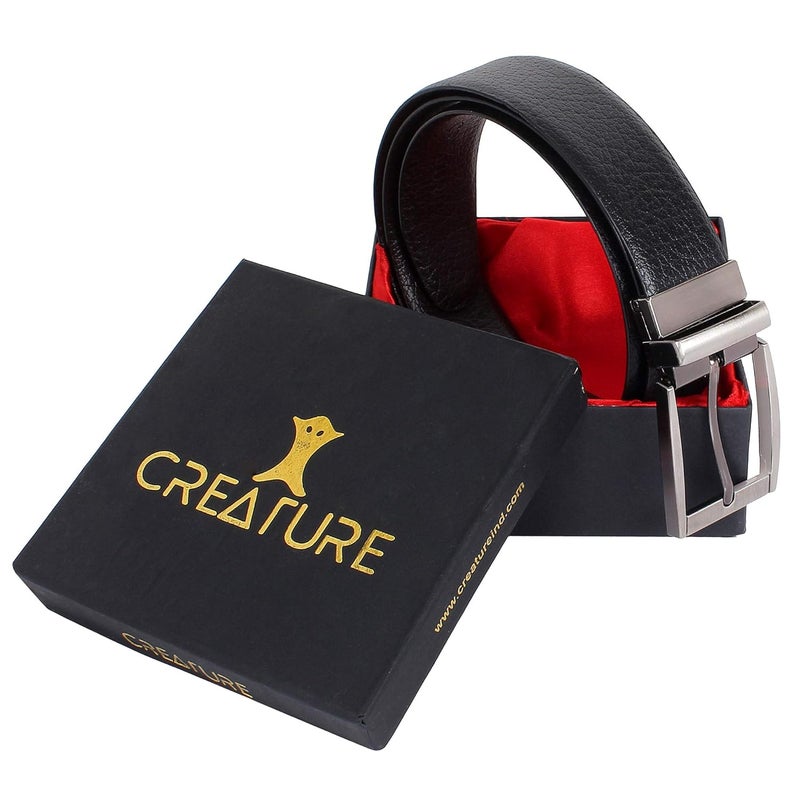 CREATURE Men's Genuine Leather Black & Brown Reversible Belt(Color-Black & Brown||Italian Leather||E-002||REVERSIBLE) - Image 2