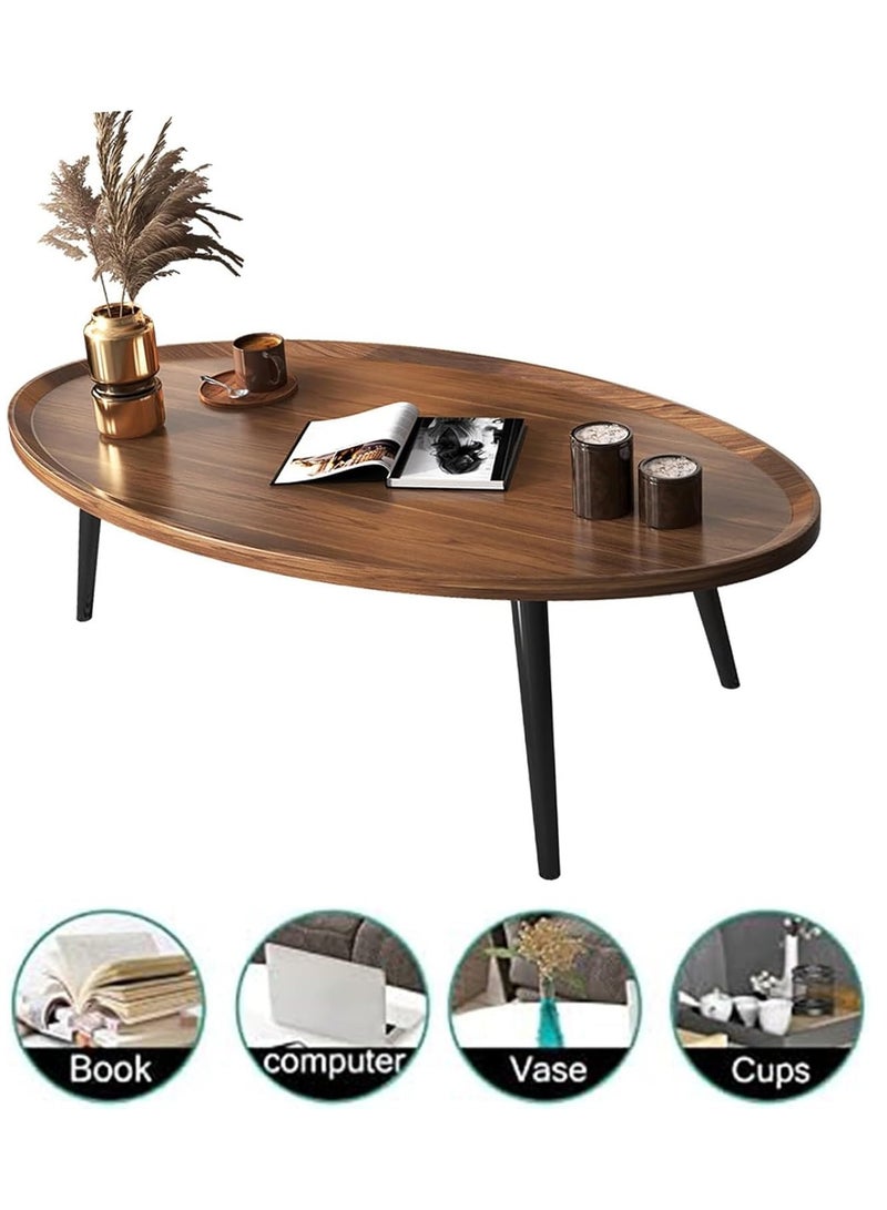 GUDOO Oval Coffee Table Solid Table Legs Mid Century Modern Coffee Side Table Centre Table Tea Table Side Table For Living Room Small Space Bedroom - Image 3