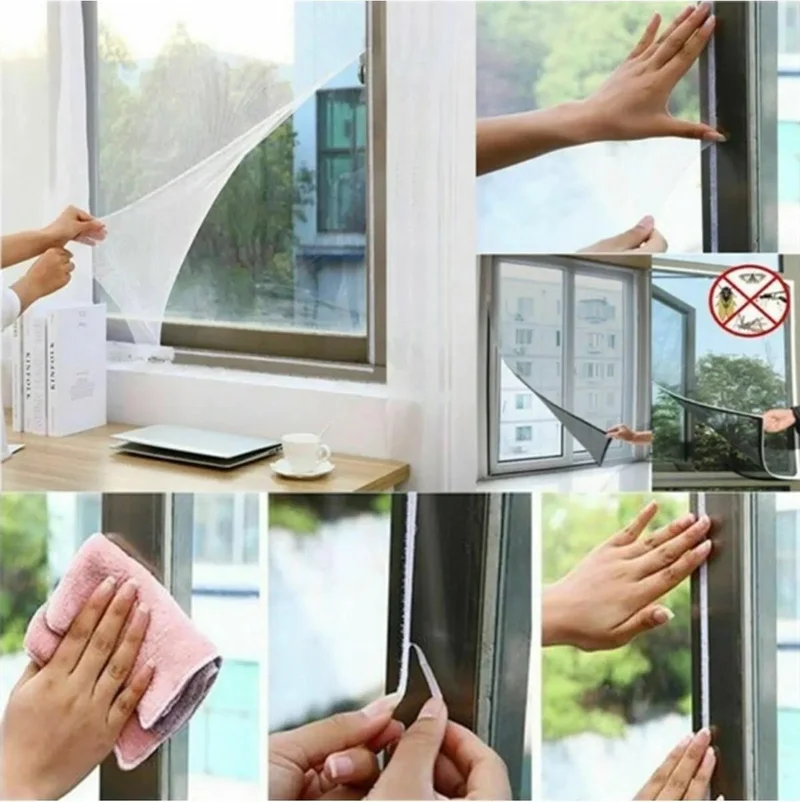 Kayra 6 Pieces Single Wing Velcro Fly Screen Tulle Removable, Installable and Washable (75X125 cm) Velcro is in Double-Sided Tape