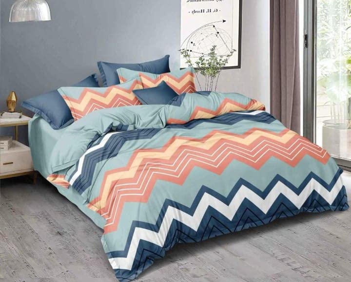 MORADO Premium Glace Cotton Geometric Design Duvet Cover - Single, Red with Zipper - Image 4