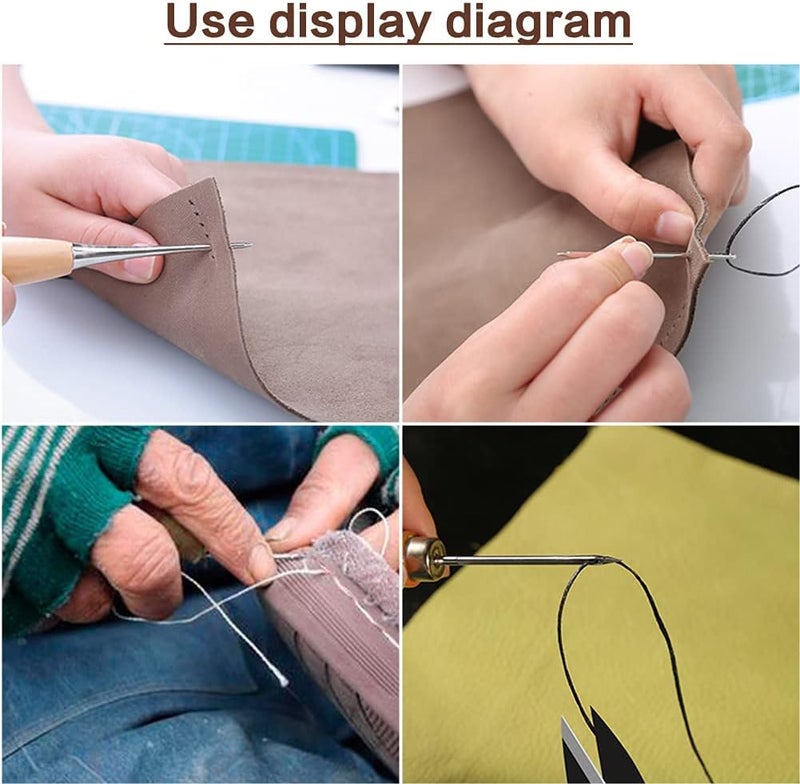 LAYZOO Leather Sewing Kit, Leather Working Kit with Large-Eyed Stitching Needles, Waxed Thread, Leather Upholstery Repair Kit, Leather Sewing Tools for DIY Leather Craft with Storage Bag - Image 4