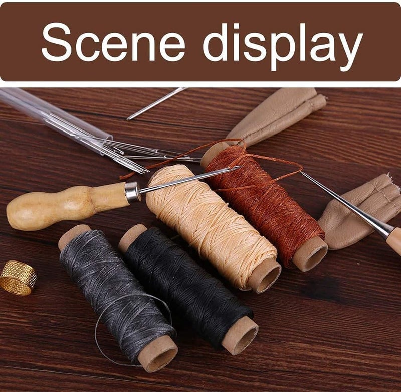 LAYZOO Leather Sewing Kit, Leather Working Kit with Large-Eyed Stitching Needles, Waxed Thread, Leather Upholstery Repair Kit, Leather Sewing Tools for DIY Leather Craft with Storage Bag - Image 5