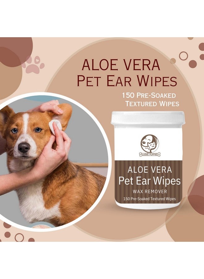 مناديل تنظيف الأذن المضادة للبكتيريا للحيوانات الأليفة، 150 قطعة للكلاب والقطط والحيوانات الصغيرة الأخرى | مناديل تنظيف الأذن اليومية مناسبة لتنظيف البقع وبقايا الأذن والشمع والرائحة والأوساخ - Image 2