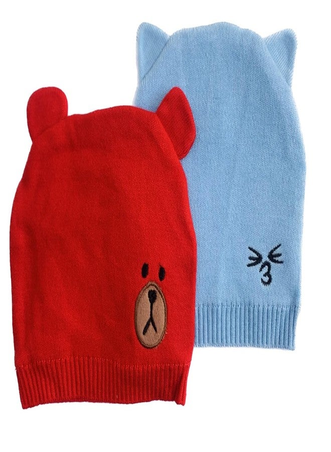 Wavva® Baby Woolen Winter Caps Set for Kids, CapsWarmer, Skull Caps Winter Protection, for Age 6 Months to 2 Years (Multi-Color) (2) - Image 1