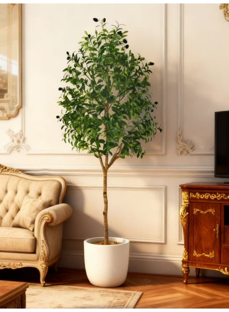 MUXUE Faux Olive Tree, 6FT (71in 180CM) Olive Tree Artificial Indoor, Tall Fake Tree, Large Fake Plant for Home Decor Indoor Living Room Housewarming Party Gift - Image 1