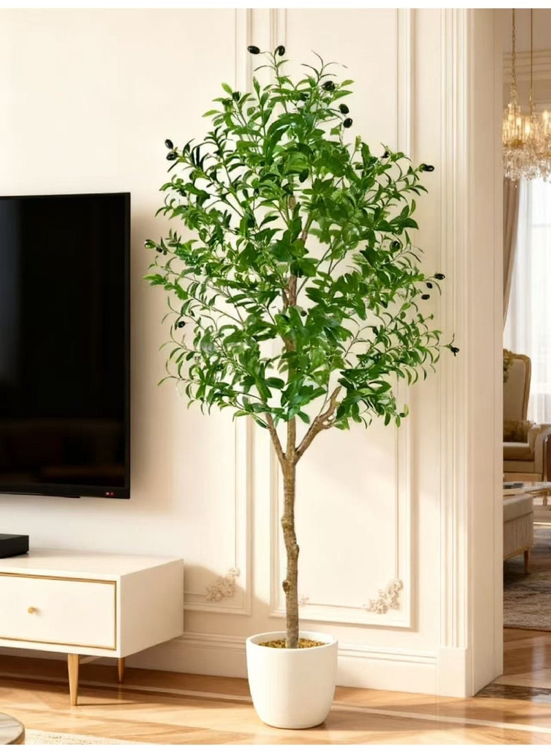 MUXUE Faux Olive Tree, 6FT (71in 180CM) Olive Tree Artificial Indoor, Tall Fake Tree, Large Fake Plant for Home Decor Indoor Living Room Housewarming Party Gift - Image 3