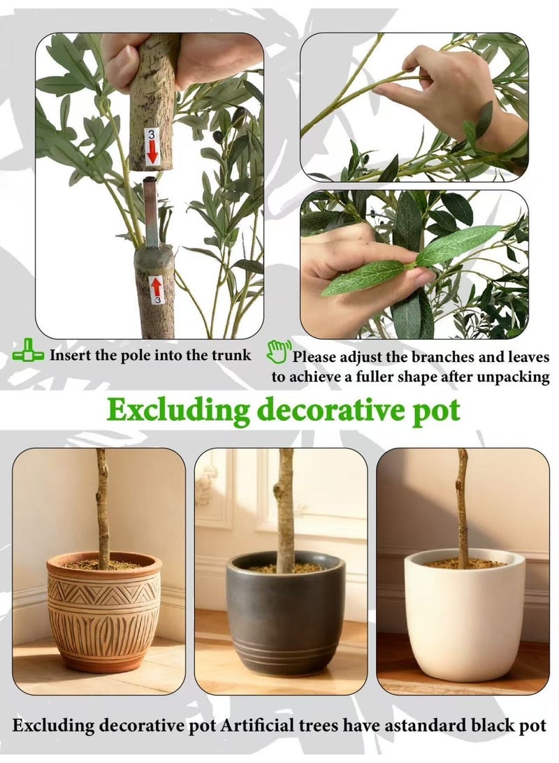 MUXUE Faux Olive Tree, 6FT (71in 180CM) Olive Tree Artificial Indoor, Tall Fake Tree, Large Fake Plant for Home Decor Indoor Living Room Housewarming Party Gift - Image 5