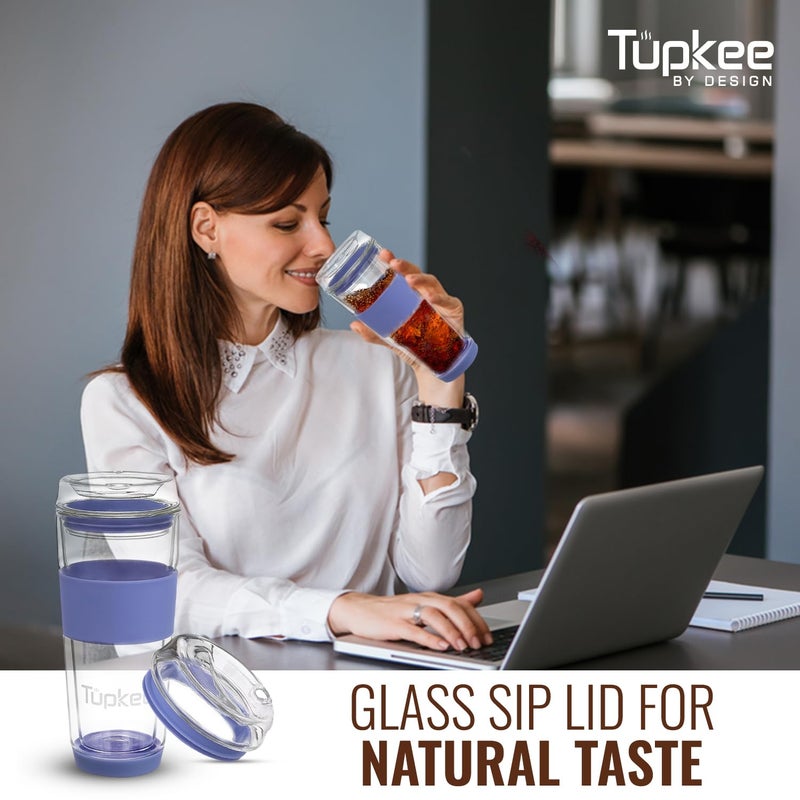 Tupkee Double Wall Glass Tumbler Replacement Lid - For Hand Blown Glass Travel Mug  14-Ounce  Jacaranda - Image 5