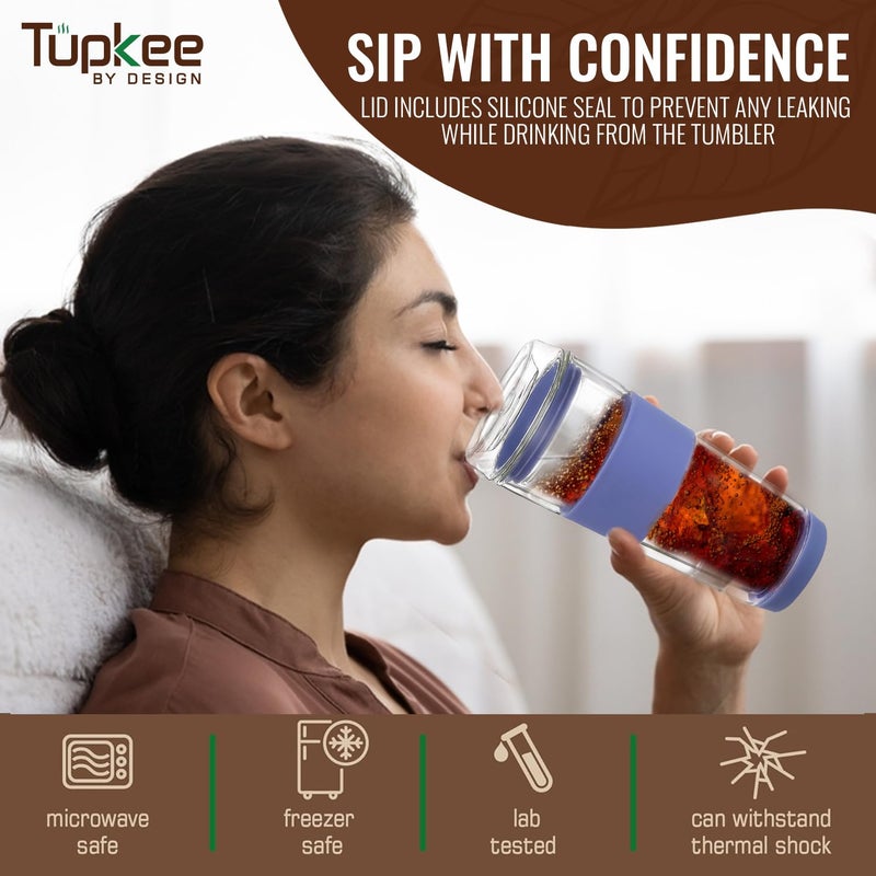 Tupkee Double Wall Glass Tumbler Replacement Lid - For Hand Blown Glass Travel Mug  14-Ounce  Jacaranda - Image 3