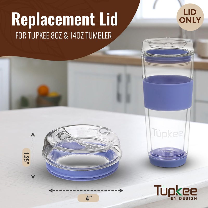 Tupkee Double Wall Glass Tumbler Replacement Lid - For Hand Blown Glass Travel Mug  14-Ounce  Jacaranda - Image 2