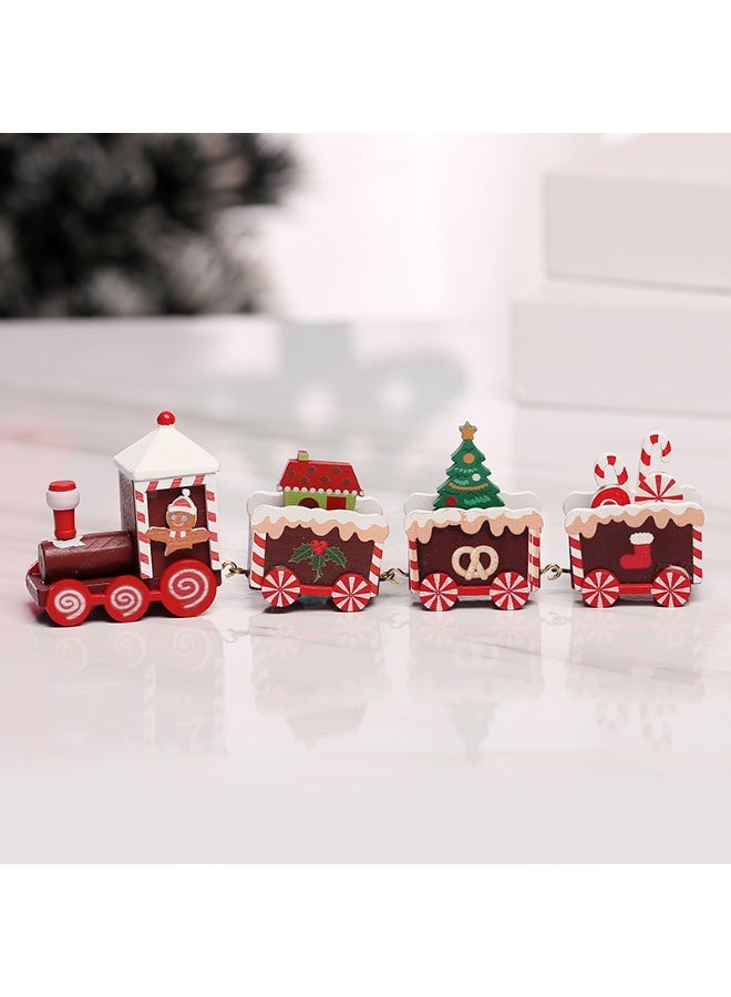 general Mini Train Decor Set for Xmas Party, Painted Wooden Christmas Table Top Ornament for Festival Party Decor