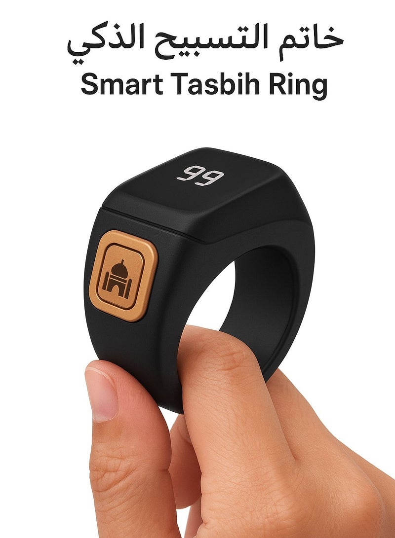 BSTWSH Smart Prayer & Tasbih Ring -  20mm, Black Color - Image 2