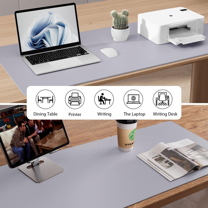 Aothia Large PU Leather Desk Pad Protector - Non-Slip Mouse Pad & Writing Mat for Office/Home, Waterproof, Easy to Clean (23.6" x 13.7", Smoky Lavender) - Image 5