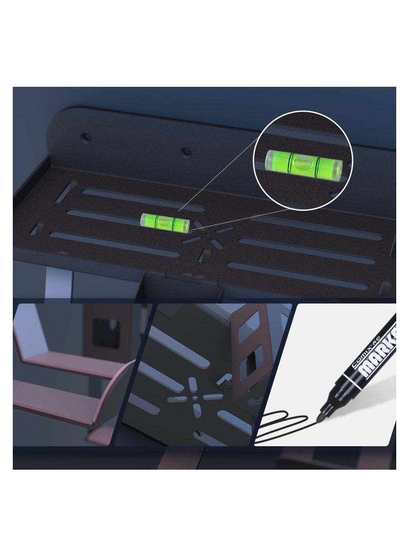 PS Black 6-in-1 Wall Mount Kit with Charging Cable for PS5 (Disc & Digital) Metal Wall Stand with 2 Detachable Controller Hanging Bracket / Remote Box / Headset Hanger with Non-Slip Mat - Image 4