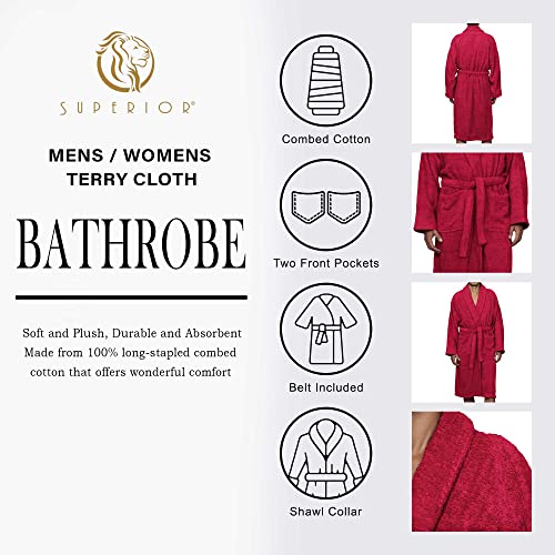 Superior Womens Bath Robe, Cranberry, Large US - Image 3