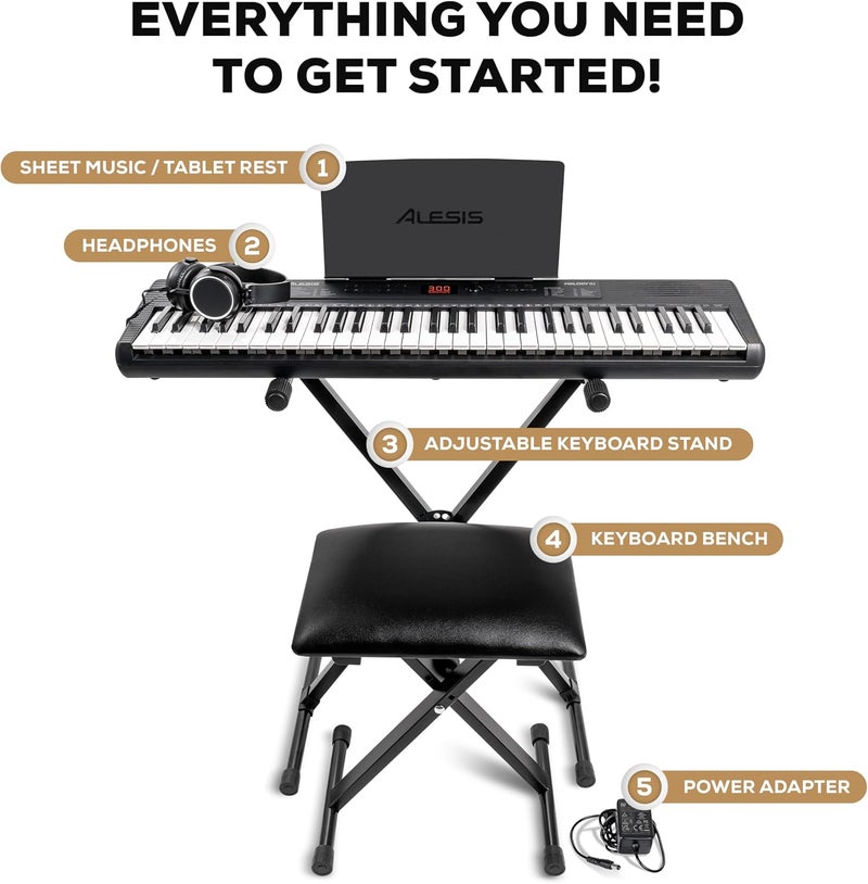 Alesis Melody 61 Portable Keyboard with Stand, Stool, Headphones, and Pedal - Image 3