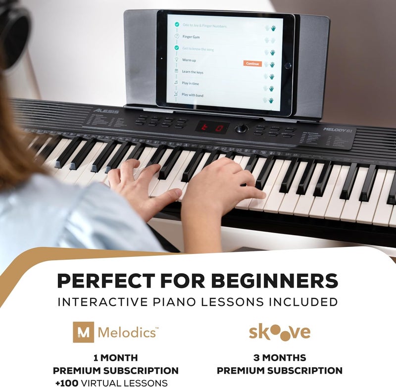 Alesis Melody 61 Portable Keyboard with Stand, Stool, Headphones, and Pedal - Image 2