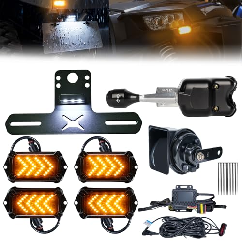BystralX UTV Turn Signal Kit with 110dB Horn and License Plate Holder with Light, UTV ATV Blinker with Lever Column Switch Compatible with Polaris, Can-Am, Teryx, CFMOTO - Image 1