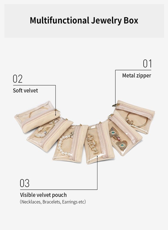 Bitrexup منظم صندوق مجوهرات صغير من Bitrexup، حقيبة تخزين مجوهرات للسفر، جيوب مجوهرات بسحاب من المخمل الشفاف، حقيبة مجوهرات للسفر، هدايا عيد الحب، هدايا عيد ميلاد للنساء والفتيات (6) - Image 4