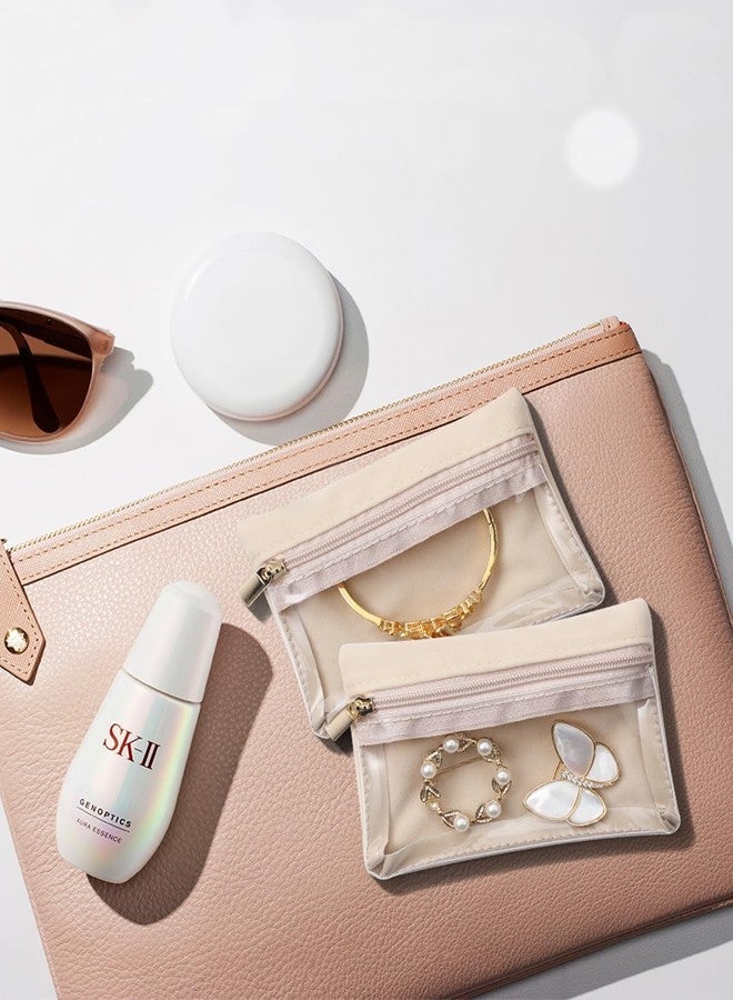 Bitrexup منظم صندوق مجوهرات صغير من Bitrexup، حقيبة تخزين مجوهرات للسفر، جيوب مجوهرات بسحاب من المخمل الشفاف، حقيبة مجوهرات للسفر، هدايا عيد الحب، هدايا عيد ميلاد للنساء والفتيات (6) - Image 2