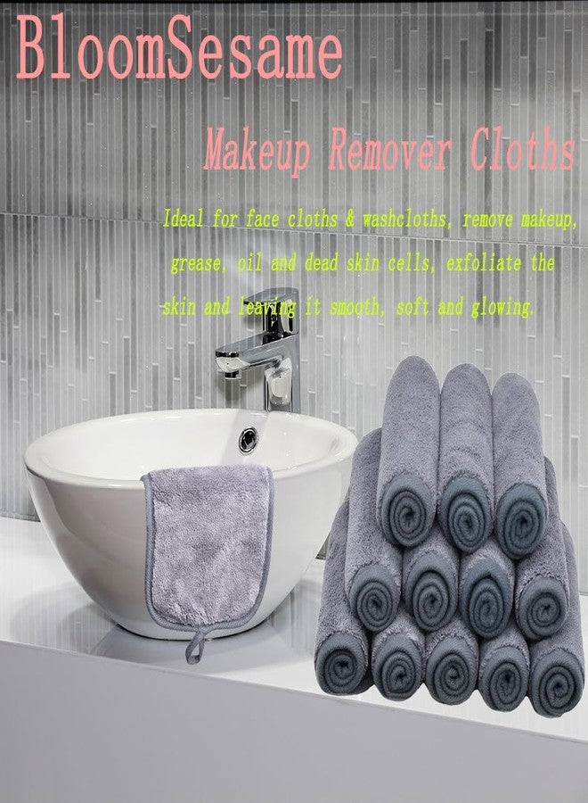 BloomSesame Makeup Remover Cloths for Face, Eye, Lips - Reusable Makeup Remover Pads Soft Microfiber Facial Cleansing Cloths 8 x 8 inch 6 Pack (Gray) - Image 3