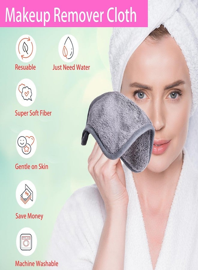 BloomSesame Makeup Remover Cloths for Face, Eye, Lips - Reusable Makeup Remover Pads Soft Microfiber Facial Cleansing Cloths 8 x 8 inch 6 Pack (Gray) - Image 2