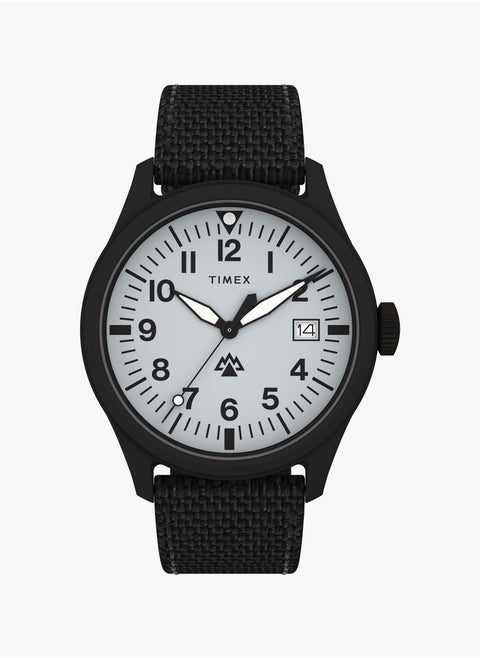 Timex Expedition North Traprock 43mm Black Case Light Gray Dial Black rPET Fabric Strap TW2W34700 Men's Watch