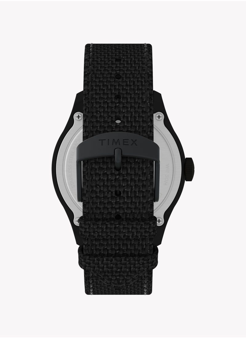 Timex Expedition North Traprock 43mm Black Case Light Gray Dial Black rPET Fabric Strap TW2W34700 Men's Watch
