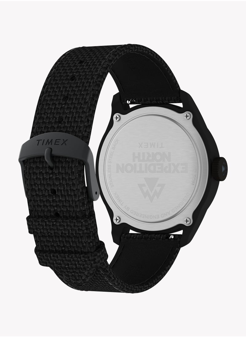 Timex Expedition North Traprock 43mm Black Case Light Gray Dial Black rPET Fabric Strap TW2W34700 Men's Watch