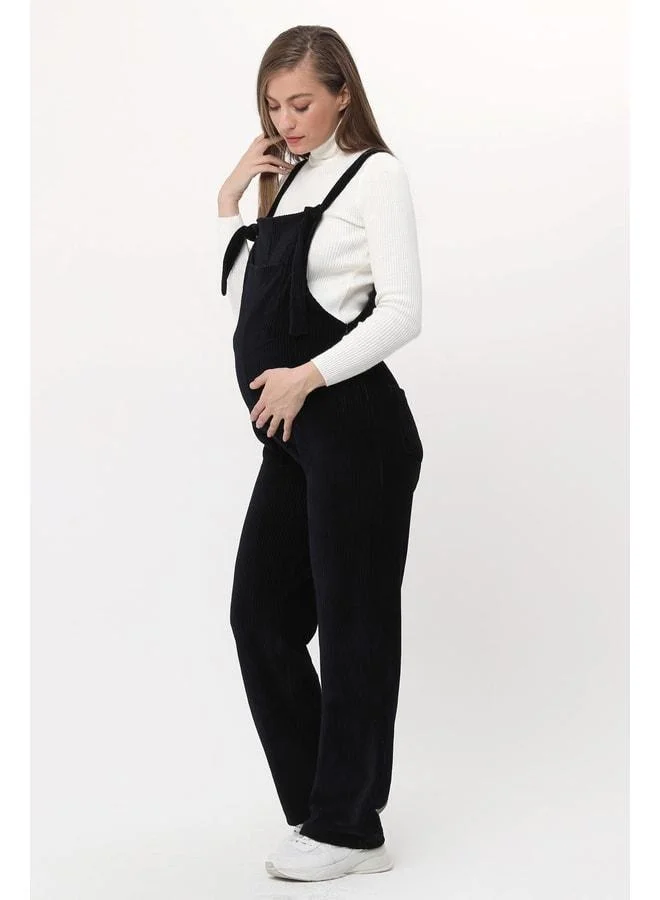 LuvmaBelly MYRA6112 - Navy Velvet Maternity Overalls.