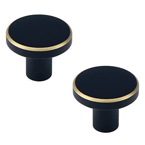 Mcredy Black Cabinet Knobs Round Drawer Pulls with Screws 1 Inch Modern Cabinet Handles for Closet Wardrobes Dresser, 2 Packs - Image 1
