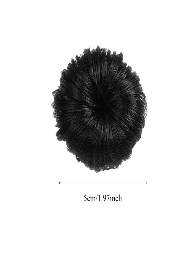 QUUPY 2Pcs Synthetic Hair Bun Hair Ring Donut Chignon Wig Small Hair Bun with Alligator Clip Updo Hairpieces Ponytail Hair Extensions for Women Girls(Natural Black) - Image 2