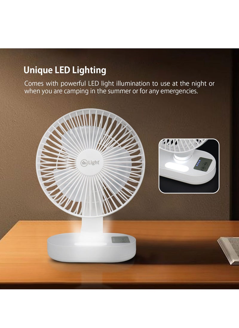 Mr. Light - Rechargeable LED Fan, With Night Light, 9 Hours Working Time, 3 Blade, 3 Speed Settings, AC And DC Function, Adjustable Fan Head - Image 1