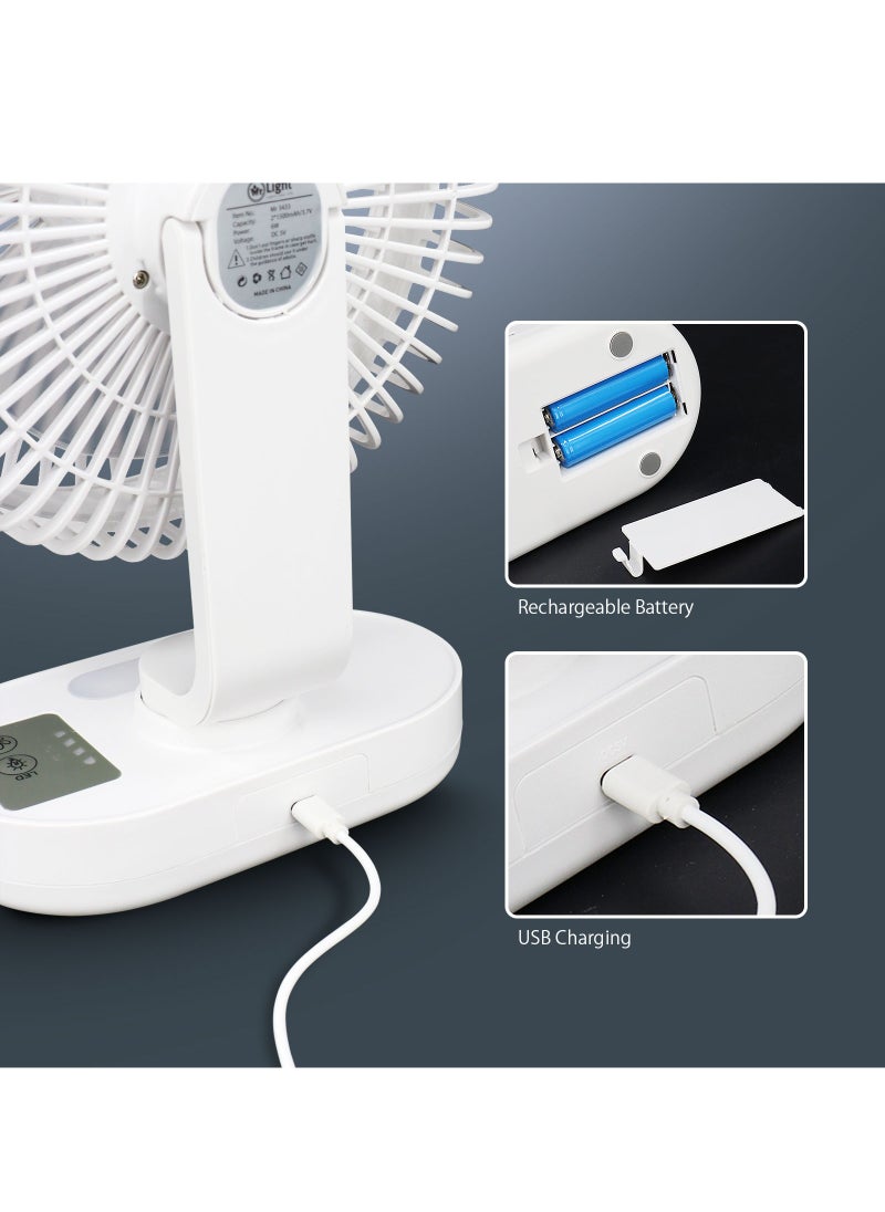 Mr. Light - Rechargeable LED Fan, With Night Light, 9 Hours Working Time, 3 Blade, 3 Speed Settings, AC And DC Function, Adjustable Fan Head - Image 1