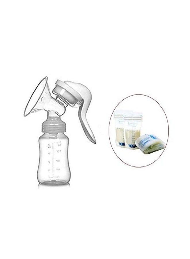 BabyGo مضخة ثدي يدوية مع مصاصة حلمة 100% خالية من BPA من الدرجة الغذائية مع حقيبة تخزين الحليب 10 قطع - Image 1