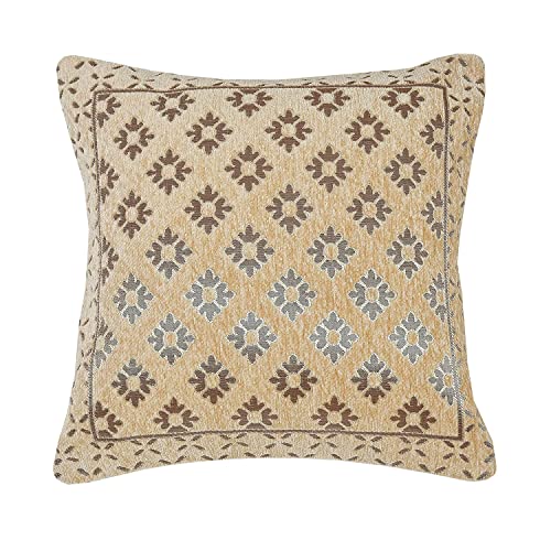LOOMLYFE Jacquard Geomteric Cushion Covers 16 Inch X 16 Inch Set Of 5 Ethnic Motifs 240 TC Cushion Covers,Design- Diamond,Color- Beige - Image 3