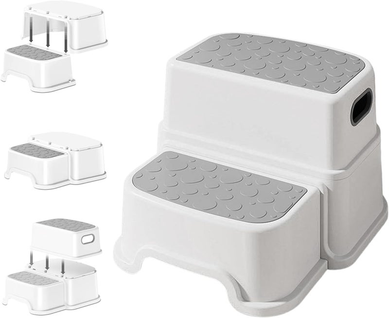 MIXEN Potty Sink Training Stairs Portable Plastic Nursery Stepping Stools for Bathroom Kitchen Best for Toddlers or Kids Safe Tile Standing Step Stool - Image 1