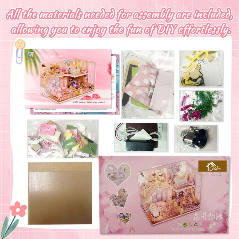 Flever Dollhouse Miniature DIY House Kit Creative Room with Furniture and Cover for Romantic Valentine's Gift(Love You Forever) - Image 3