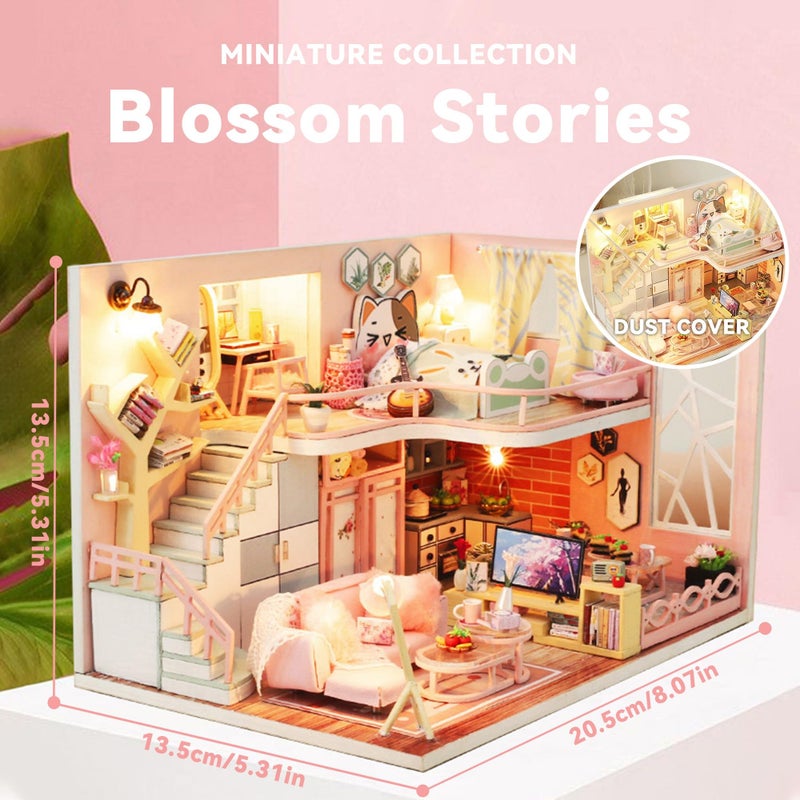 Flever Dollhouse Miniature DIY House Kit Creative Room with Furniture and Cover for Romantic Valentine's Gift(Love You Forever) - Image 2