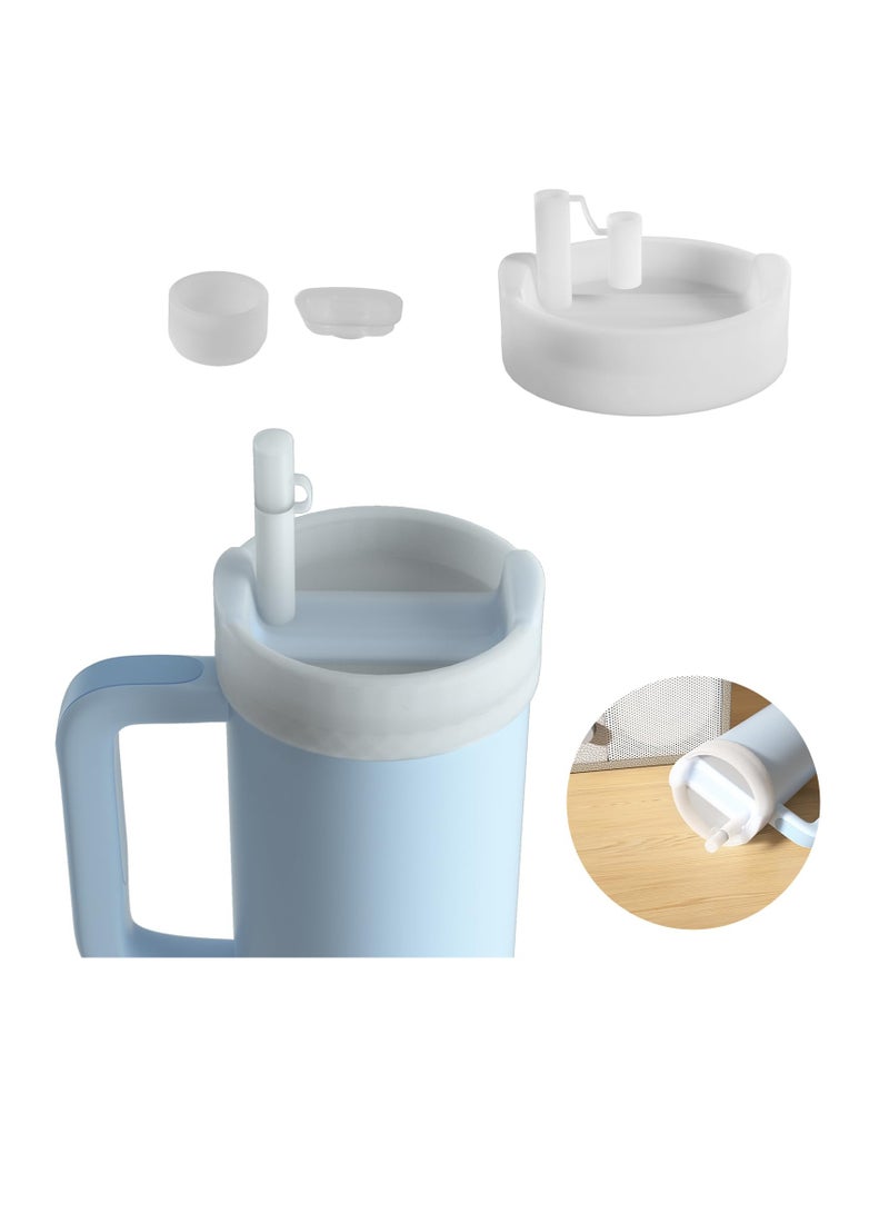 Excefore Lid Topper and Straw Cover Cap for Stanley 40 oz, 3 PCS Accessories for Stanley Cup with Handle Quencher H2.0, Include Leak Stopper, Spill Stopper, Dust Proof Cup Accessories Set, White - Image 1