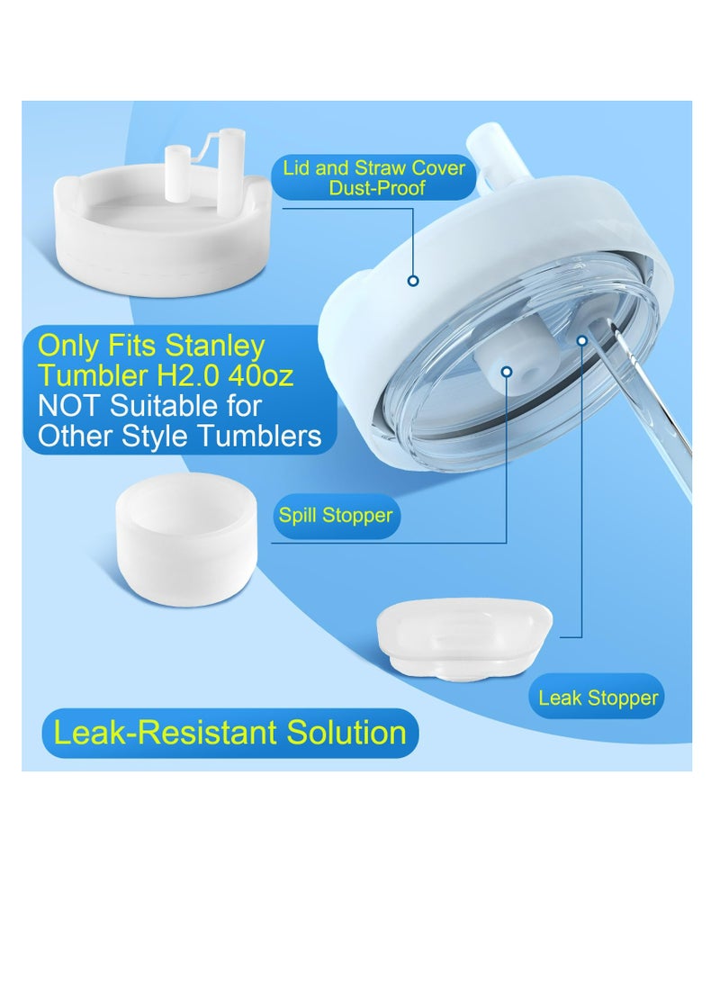 Excefore Lid Topper and Straw Cover Cap for Stanley 40 oz, 3 PCS Accessories for Stanley Cup with Handle Quencher H2.0, Include Leak Stopper, Spill Stopper, Dust Proof Cup Accessories Set, White - Image 4